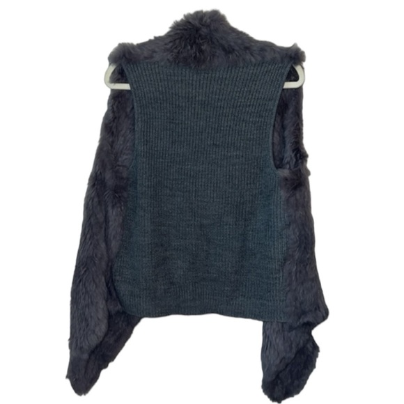 Catherine Catherine Makandrino Gray Rabbit Fur Sleeveless Vest Size L - Picture 2 of 6
